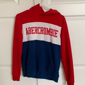 Red white & blue Abercrombie hoodie! Size 15 kids, fits like an adult medium.